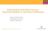 Subscription and Open Access  Business Models in Journals Publishing