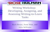 Writing Workshop:   Developing, Assigning, and Assessing Writing-to-Learn Tasks