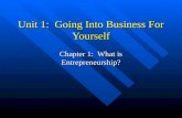 Unit 1:  Going Into Business For Yourself