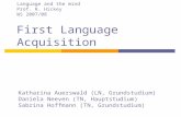 Language and the mind Prof. R. Hickey WS 2007/08  First Language Acquisition
