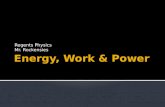 Energy, Work & Power