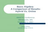 Basic Algebra:  A Comparison of Results- Hybrid Vs. Online
