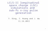 LCLS-II longitudinal space charge (LSC) simulations and  sub- fs  x-ray pulse generation