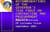 RECOMMENDATIONS OF THE GOVERNOR ’ S  TASK FORCE ON CONTRACTING AND PROCUREMENT REVIEW