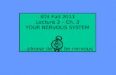 303 Fall 2011 Lecture 3 – Ch. 3 YOUR NERVOUS SYSTEM …please do not be nervous