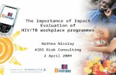 The importance of Impact Evaluation of HIV/TB workplace programmes Nathea Nicolay