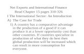 Net Exports and International Finance         Read Chapter 15 pages 310-326