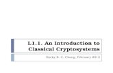 L1.1. An  Introduction to Classical Cryptosystems