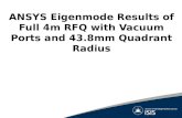 ANSYS Eigenmode Results of Full 4m RFQ with Vacuum Ports and 43.8mm Quadrant Radius