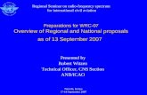 Preparations for WRC-07 Overview of Regional and National proposals as of 13 September 2007