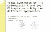 Total Synthesis of ( ‒ )-Colombiasin A and  ( ‒ )-Elisapterosin B by two different approaches