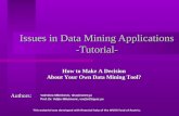 Issues in Data Mining Applications -Tutorial-