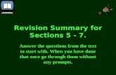 Revision Summary for Sections 5 - 7.