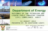 Outcomes of the petroleum and liquid fuels industry charter (LFC) Compliance  AUDIT 14 august 2012