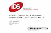 Global crises in a resource-constrained,  multipolar  world