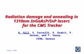 Radiation damage and annealing in 1310nm InGaAsP/InP lasers  for the CMS Tracker