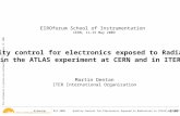 Quality control for electronics exposed to Radiation in the ATLAS experiment at CERN and in ITER
