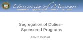 Segregation of Duties–  Sponsored Programs