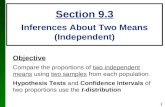 Section 9.3 Inferences About Two Means (Independent)