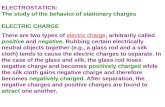 ELECTROSTATICS: The study of the behavior of stationary charges  ELECTRIC CHARGE