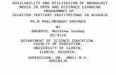 Ph.D PRELIMINARY DEFENCE BY ADEBAYO, Matthew Sunday 85/9118
