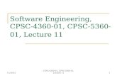 Software Engineering,  CPSC-4360-01, CPSC-5360-01, Lecture 11