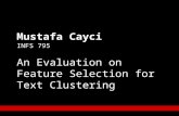 Mustafa Cayci INFS 795 An Evaluation on Feature Selection for Text Clustering