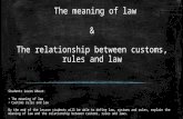 The meaning of law & The relationship between customs, rules and law