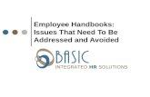 Employee Handbooks:  Issues That Need To Be Addressed and Avoided