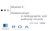 Module F: Relationships:   in bibliographic and authority records