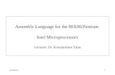Assembly Language for the 80X86/Pentium  Intel Microprocessors Lecturer: Dr. Konstantinos Tatas