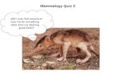 Mammalogy Quiz 3