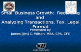 Small Business Growth:  Recording and  Analyzing Transactions, Tax, Legal Format
