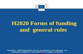 H2020 Forms of funding and  general rules