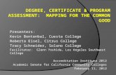 Degree, Certificate & Program Assessment:  Mapping for the Common Good