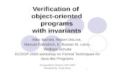Verification of  object-oriented programs with invariants