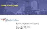 Purchasing Directors’ Meeting December 11, 2003 3:00 P.M.
