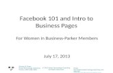 Facebook 101 and Intro to Business Pages