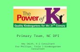 Primary Team, NC DPI Amy Smith, K-2 Consultant Eva Phillips, Title 1 Kindergarten Consultant