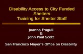 Disability Access to City Funded Shelters Training for Shelter Staff