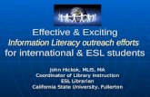 Effective & Exciting Information Literacy outreach efforts for international & ESL students