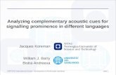 Analyzing complementary acoustic cues for  signalling  prominence in different languages