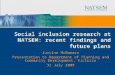 Social inclusion research at NATSEM: recent findings and future plans