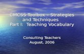 CMCSS Toolbox – Strategies and Techniques   Part I:  Teaching Vocabulary