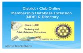 District / Club Online  Membership Database Extension  (MDE) & Directory