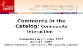 Comments in the Catalog:  Community Interaction