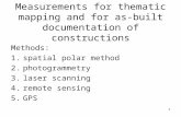 Measurements for thematic mapping and for as-built documentation of constructions