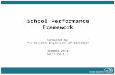 School Performance Framework Sponsored by  The Colorado Department of Education Summer 2010