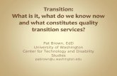 Transition:  What is it, what do we know now and what constitutes quality transition services?