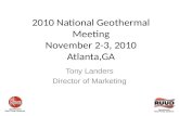 2010 National Geothermal Meeting November 2-3, 2010 Atlanta,GA